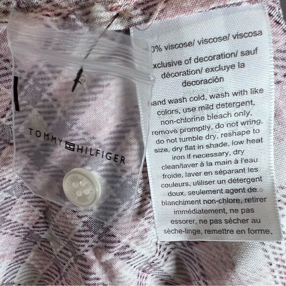 Tommy Hilfiger Long sleeve pink plaid button down top size large NWOT - Picture 6 of 6